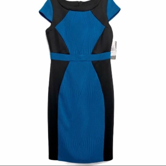 Sangria Black & Teal Color Block Bodycon Dress - Picture 1 of 9